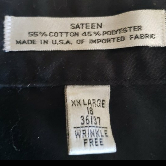 Sateen black Sz XXL 18 36/37 Wrinkle Free, long sleeve mens buttondown shirt - Picture 4 of 10